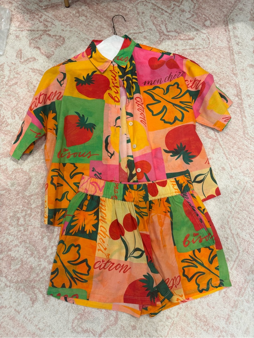 Beach Riot - Vibrant Fruit Print Button-Up Shirt & Shorts Set